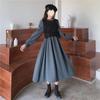 2025 Autumn/Winter Retro Two-in-One Women's Mid-Length Long-Sleeve French Dress