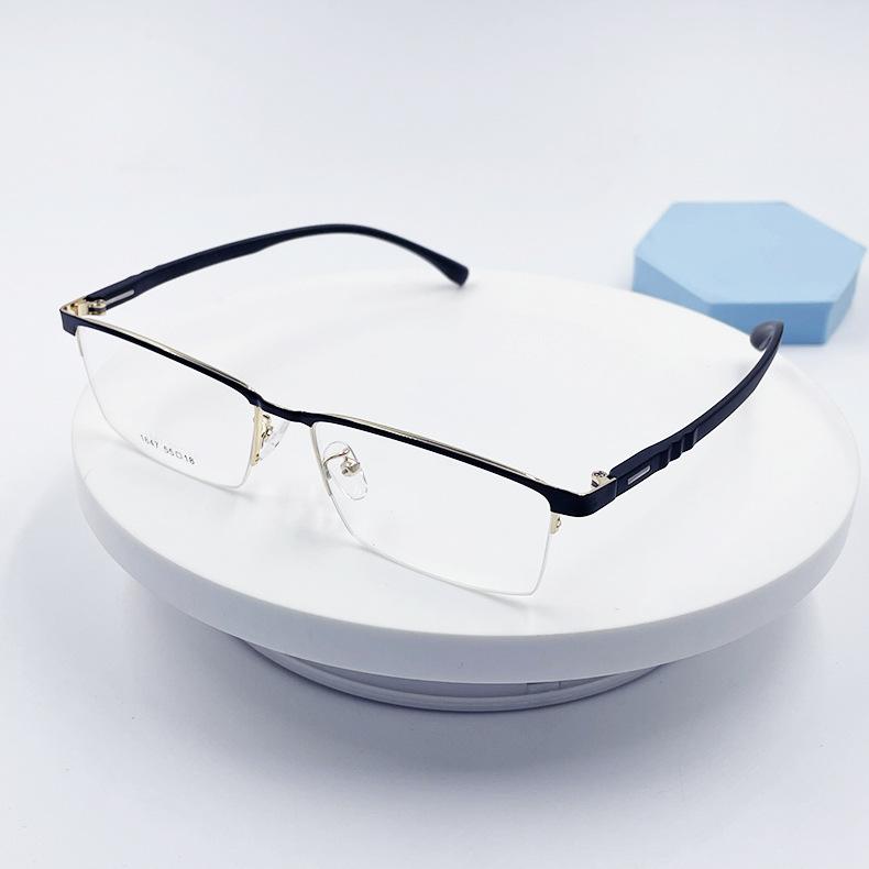 High-End Business Men'S Metal Glasses Frame Ultra-Light Half Frame Retro Literary Eyebrow Myopia Glasses Frame