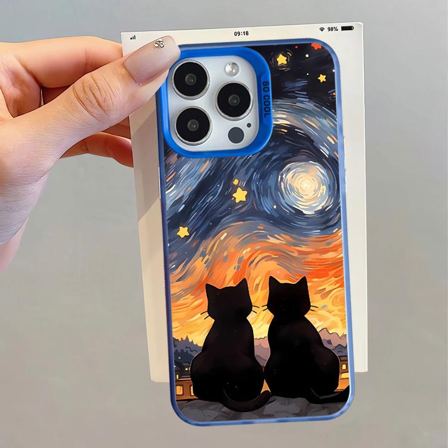 Étui souple pour iPhone 16e 11 12 13 Pro Max 14 15 16 Plus Art Van Gogh Chat