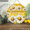 Daisy Welcome Wooden Sign, Charming Round Front Door Decor, Summer Floral Wall Hanging - Ideal Gift for Home & Garden Lovers