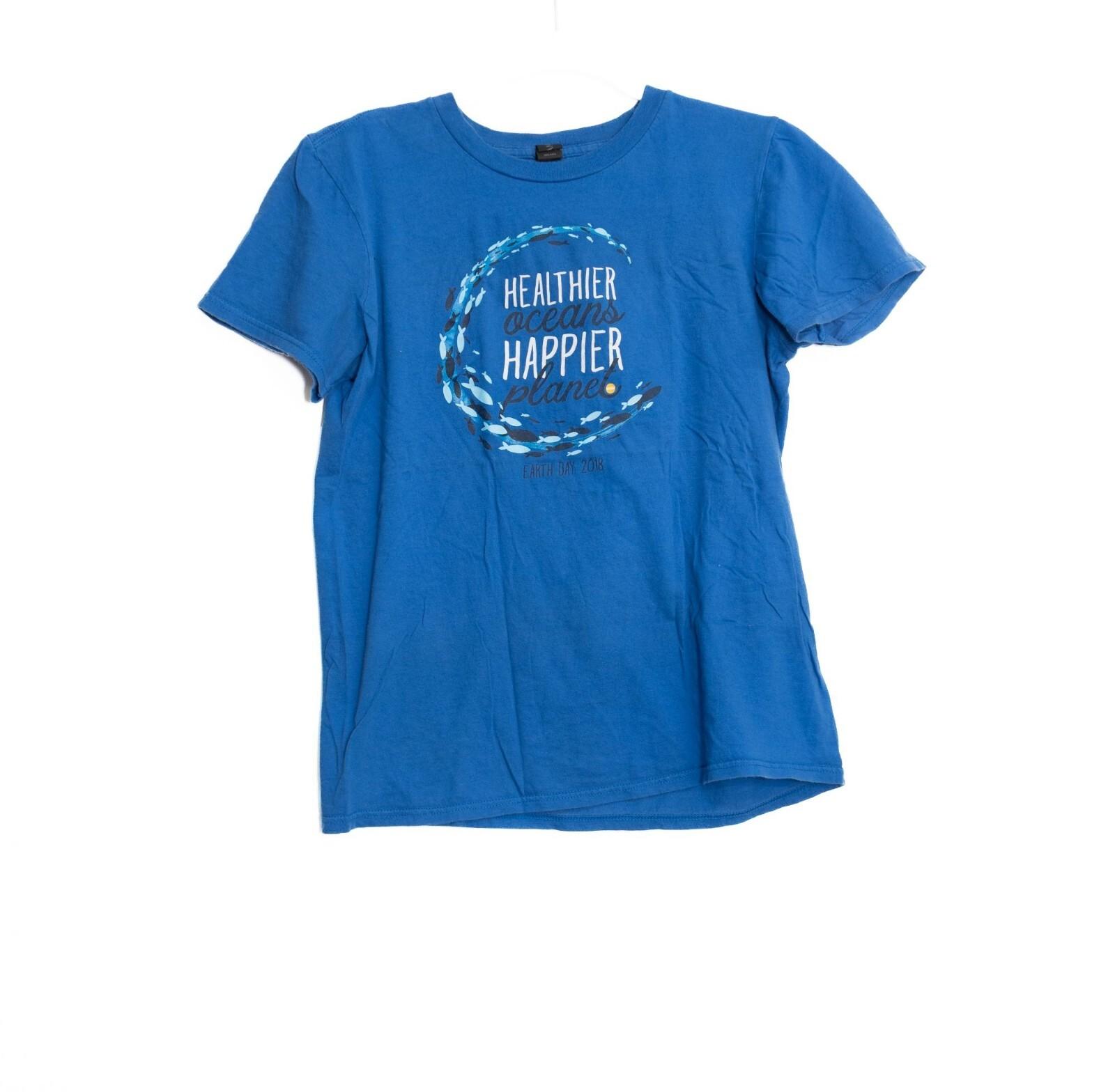 Healthier Oceans Happier Planet Earth Day 2018 Blue T-Shirt Womens Size S The Sm S