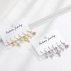 6Pcs/set Geometric Star Moon Rhinestones Hoop Earrings Sets for Women Colorful Zircon Earrings Jewelry Gift