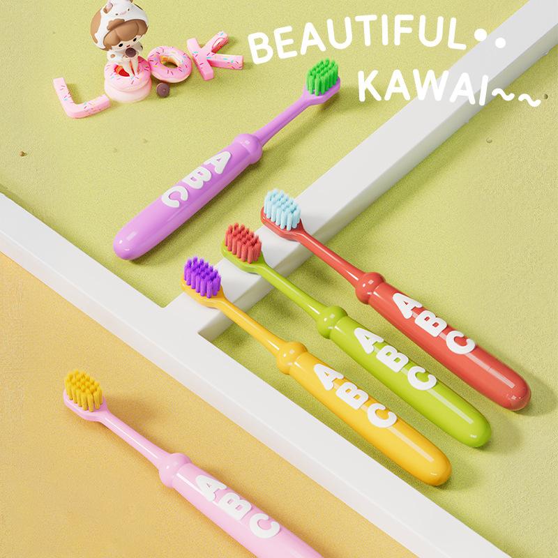 10PCS Cartoon Letter Children's Toothbrush With Fine Soft Bristles Household Toothbrush for 3-12-year-old Babies During Tooth