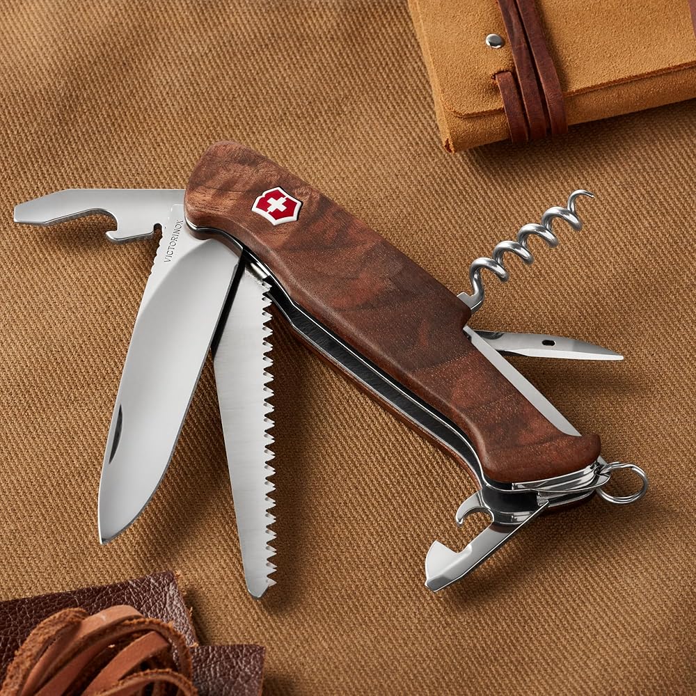 Victorinox Ranger Wood 55 Swiss Army Knife Large Locking Blade 10 Functions Outdoor Multi-Tool