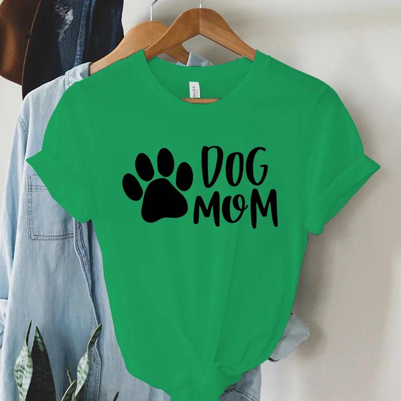 Dam T-shirt Hundtassar Mamma Tryck T-shirt Dam Kortärmad O-Hals T-shirt Damer Ledig Skjorta Kläder Toppar Hundtassar Mamma Tee