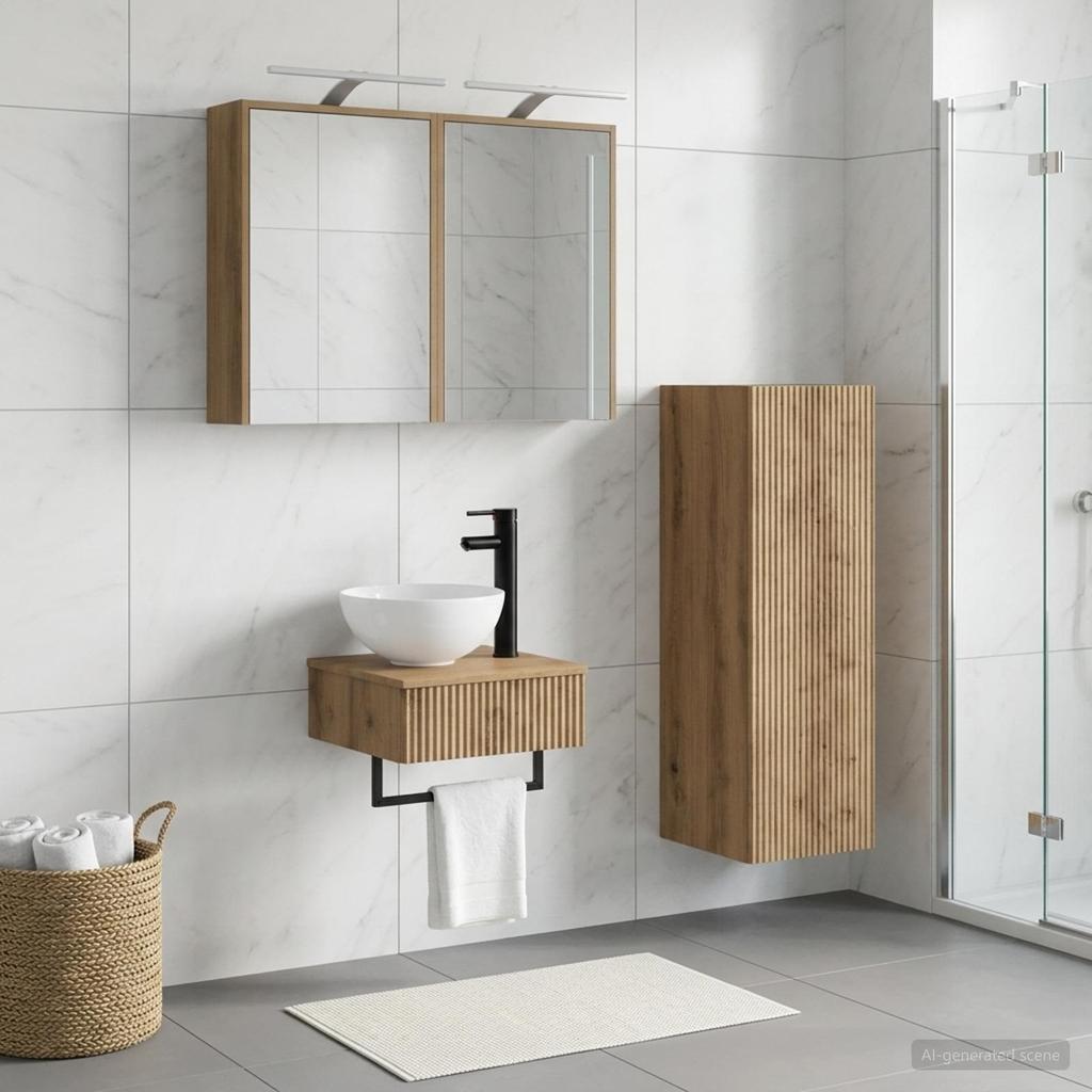Bathroom Cabinet Set 4 Pcs Artisan Oak Finish 43 X 16 X 62.5 Cm