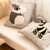 Cotton and Linen Cartoon Towel Embroidered Pillow Case Animal Pattern Children's Room Decorative Cushion Bedside Pillow