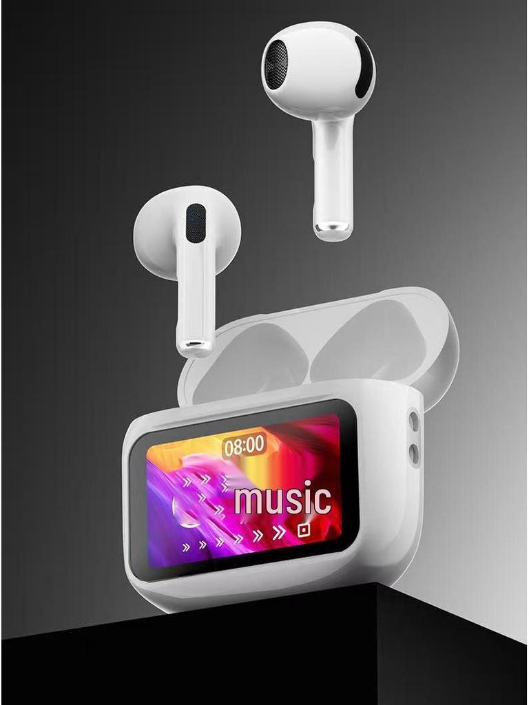 Bluetooth Noise-Cancelling TWS Earphones with Color Touch Screen for Sports and Music