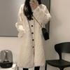 Lamb Wool White Cotton-Padded Coat Women'S Winter Year Thickened Medium And Long Wool Imitation Fur Coat