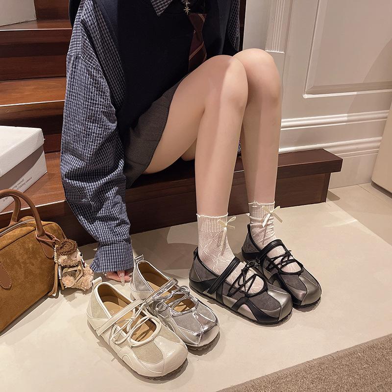 Single shoes shallow mouth Mary Jane ballet women's 2025 summer leisure sports new German training shoes flat Forrest Gump board shoes