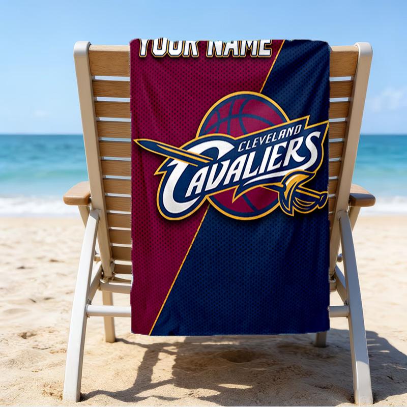 Custom Name Beach Towel Cleveland Lights Shadows Beach Towel, Soft Microfiber, Gift for Her/Him, Birthday, for Pool, Beach, Travel, Fan Gifts