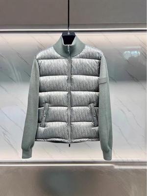 Men's High-Quality Wool Knit Down Jacket with White Duck Down Patchwork, Warm Outerwear for Autumn/Winter
