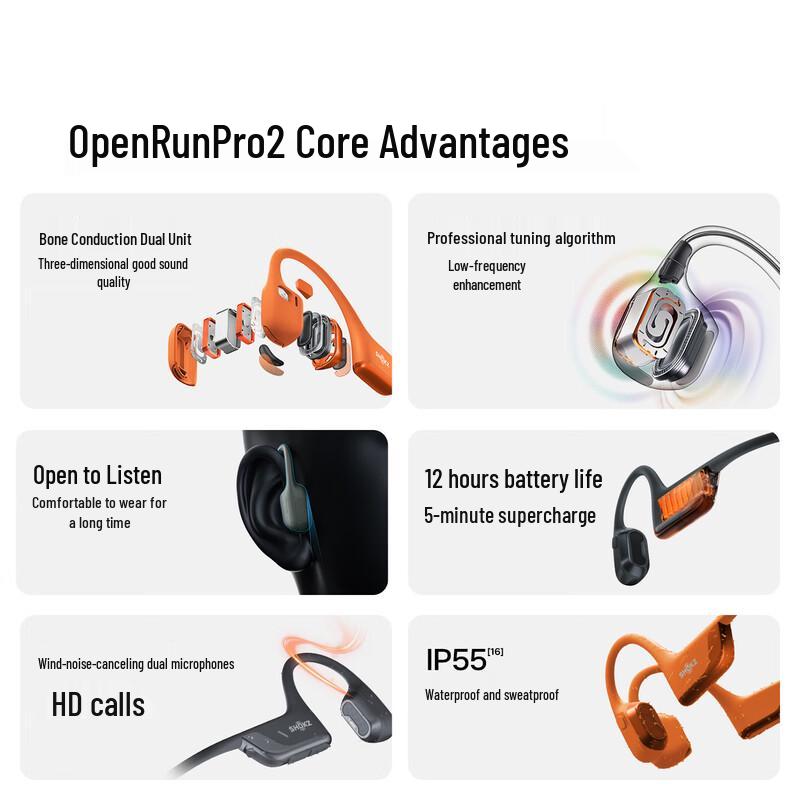 Shokz OpenRun Pro 2 Bone Conduction Bluetooth Headphones