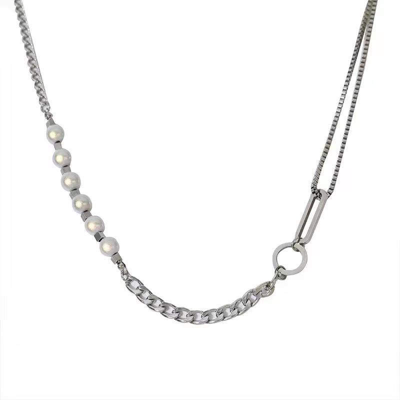 

Новое ожерелье Splicing для мальчиков, имитация светящегося жемчуга, свитер, цепочка, полоска, женское, популярное, уникальное, хип-хоп, ювелирные изделия для женщин