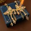 Pendant Rhinestone Butterfly Earrings Exaggerated Vintage Long Earrings  Girls Gift