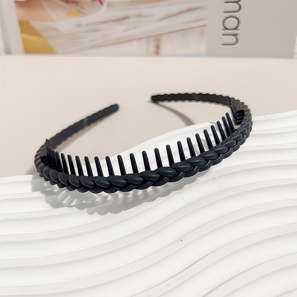 Mode Bandeau en Plastique Torsadé à Tête Croisée pour Femmes Filles avec Dents Cercle Flexible Antidérapant Accessoires de Lavage du Visage et Coiffure
