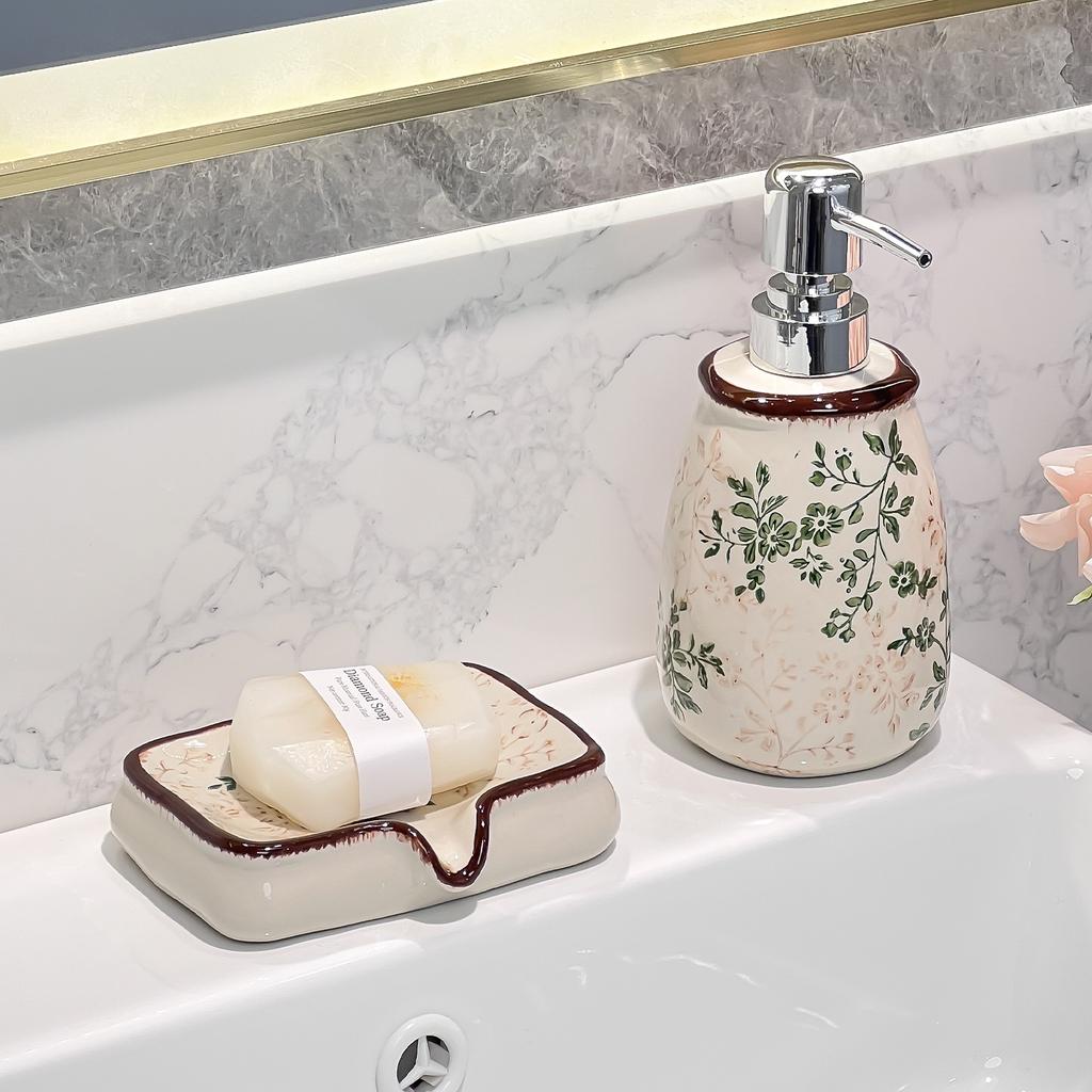 Ceramic Lotion Dispenser Countertop Bathroom Accessories Pump Bottle Refillable Empty Shampoo Body Lotion Soap Dispenser for