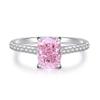 S925 Sterling Silver Pink Radiant Cut Flower Ring for Women - Cute, Sweet, INS Style.
