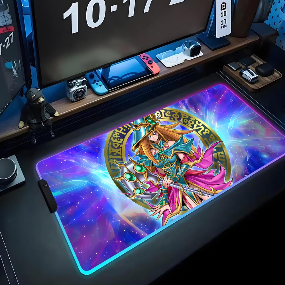 Black Magic Girl Mouse Pad RGB Gaming Mousepad Big LED Pad PC Desk Mat Luminous Mouse Pad Large Keyboard Mats Table Rug With