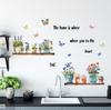 Fresh Butterfly Green Plant Wall Sticker for Kitchen Bedroom Living Room Home Background Decor