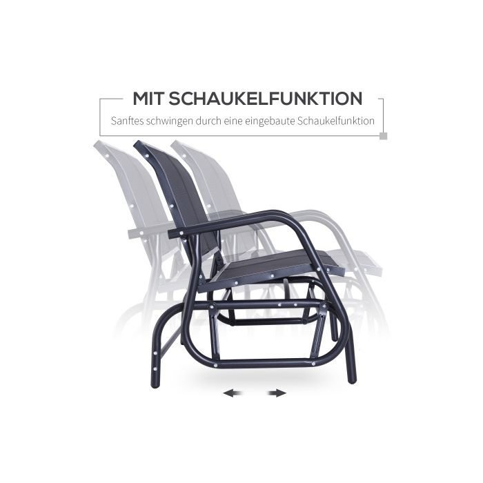Schaukelstuhl - MUVOE - 2-Sitzer - Metall - Schwarz - 120 x 70 x 88 cm