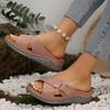 Summer new slope heel cool slippers cross with beach sandals women's large size women's shoes