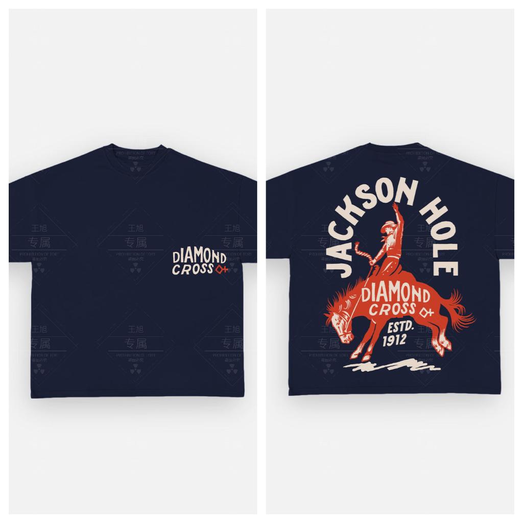 Diamond Cross Ranch Cotton T-shirt Unisex Men Women Summer Short Sleeve Fashion Top Casual Vintage Fashion Daily Vintage Tee