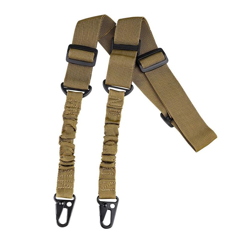 Tactical Two Points Sling Bungee Shoulder Strap Durable Nylon Rifle Belt Heavy Duty Sling for Outdoor Hunting Sports Accessories