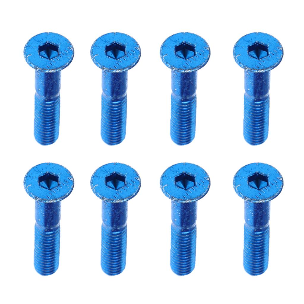 8pcs Carbon Steel Replace Skateboard Truck Hardware Set Longboard Screw Bolt , Blue