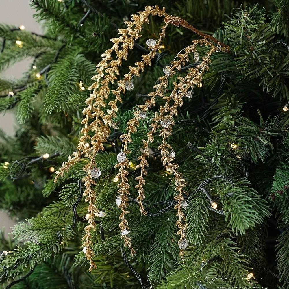 Realistic Christmas Weeping Spray Pick Multi-Beaded Xmas Tree Crystal Branches  Party Decoration