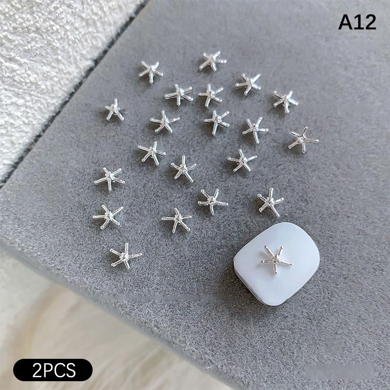 

2 шт. аксессуары для дизайна ногтей в виде морской звезды, изысканные золотые и серебряные заостренные алмазные украшения для ногтей своими руками