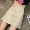 Letní džínová sukně pro ženy s malou áčkovou sukní pro dívky s luxusními kapsami a ručně šitou džínovou sukní