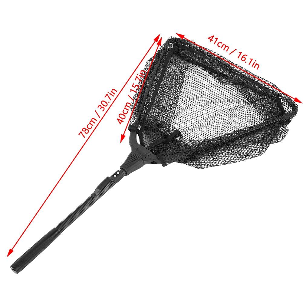 Portable Aluminum Alloy Telescopic Foldng Fishing Landing Net Pole Rubber Handle (40cm)