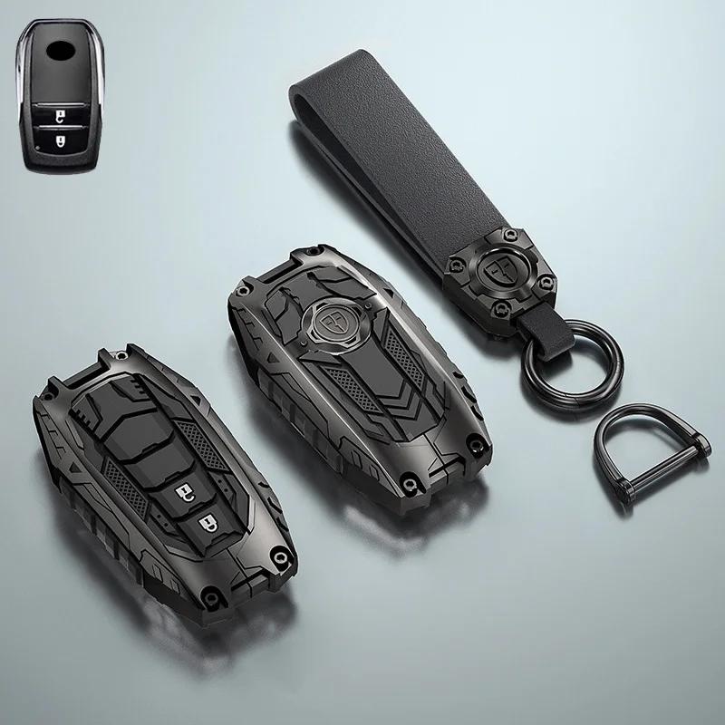 Zinc Alloy Car Key Case Full Cover Shell for Toyota Models 2/3 Buttons Compatible with CHR C-HR RAV4 Land Cruiser Prius Camry Co