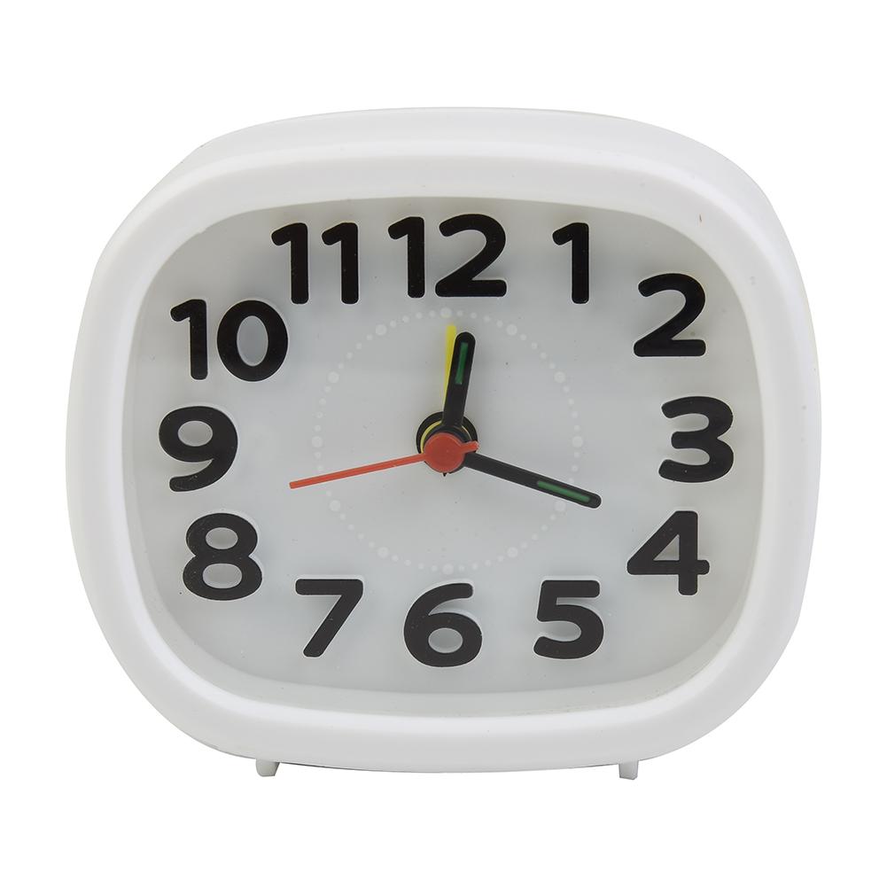 Square Round Alarm Clock Small Table Wake-Up Clocks Battery Powered Portable Alarm Clock Night Light No-Tick Bedside Clocks