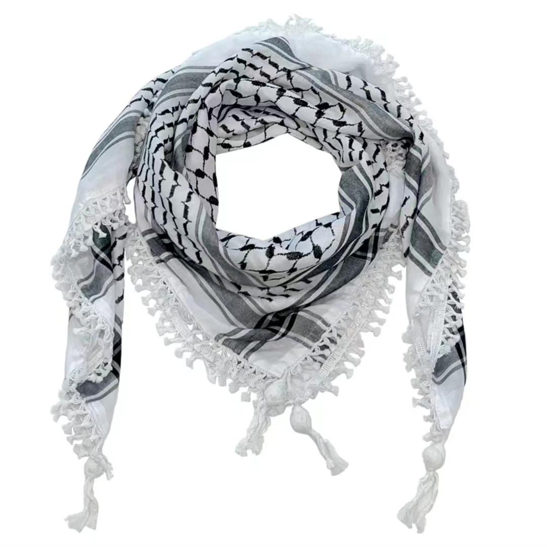 Woven Palestinian Keffiyeh Kufiya Shemagh Kuffiyeh Scarf With Classic Palestinian Patterns