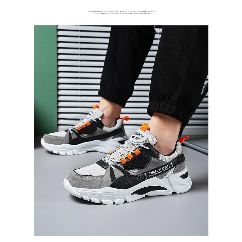 Herren Farbkombination klobige Sneaker atmungsaktives Netz rutschfest lässige Sportschuhe