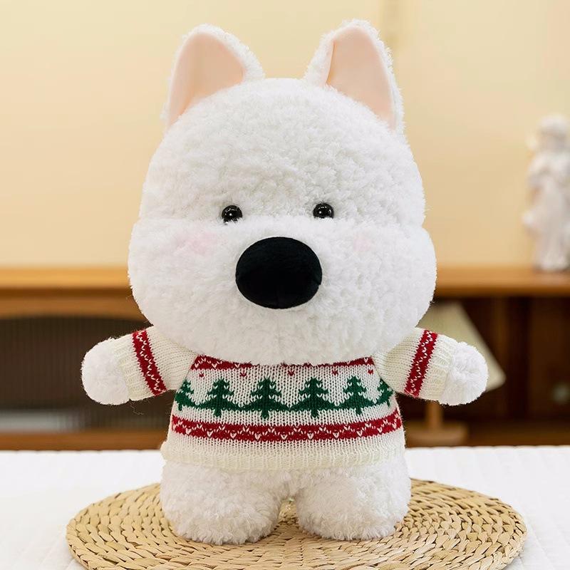 Cute Sitting West Highland Puppy Plush Toy 8 Inch Grab Doll Sweater West Highland Doll Throwing Gifts