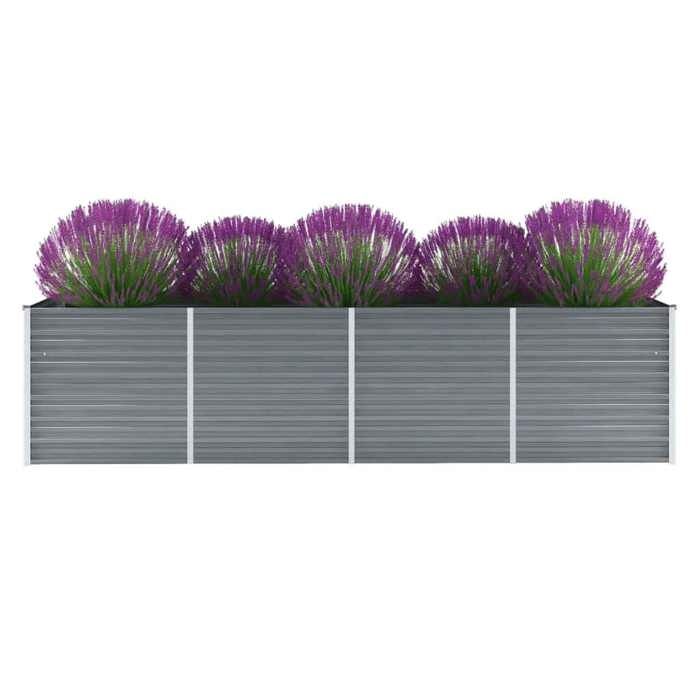 VidaXL Lit surélevé de jardin Acier galvanisé 320x80x77 cm Gris