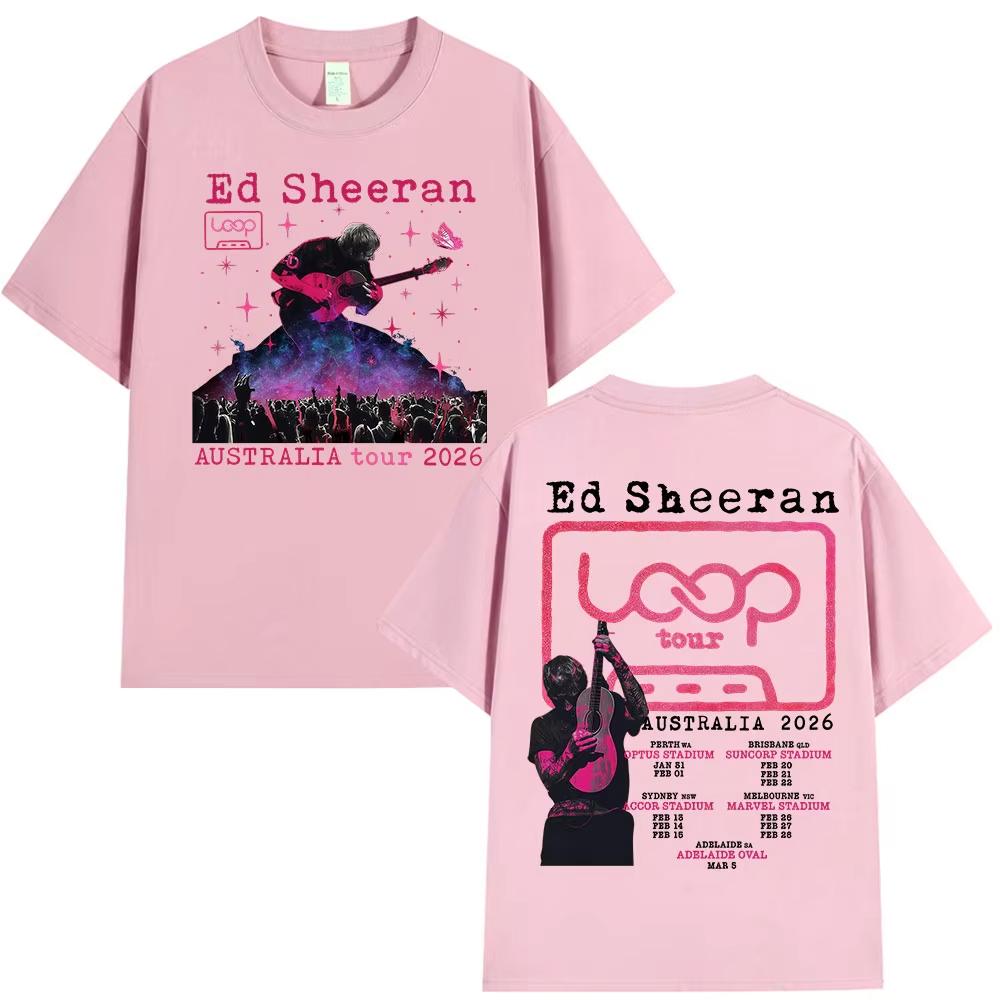 Ed Sheeran Loop Tour Australia 2026 Tour Tshirts Men Women Clothing Fashion Hip Hop Casual pure Cotton T Shirts Streetwear