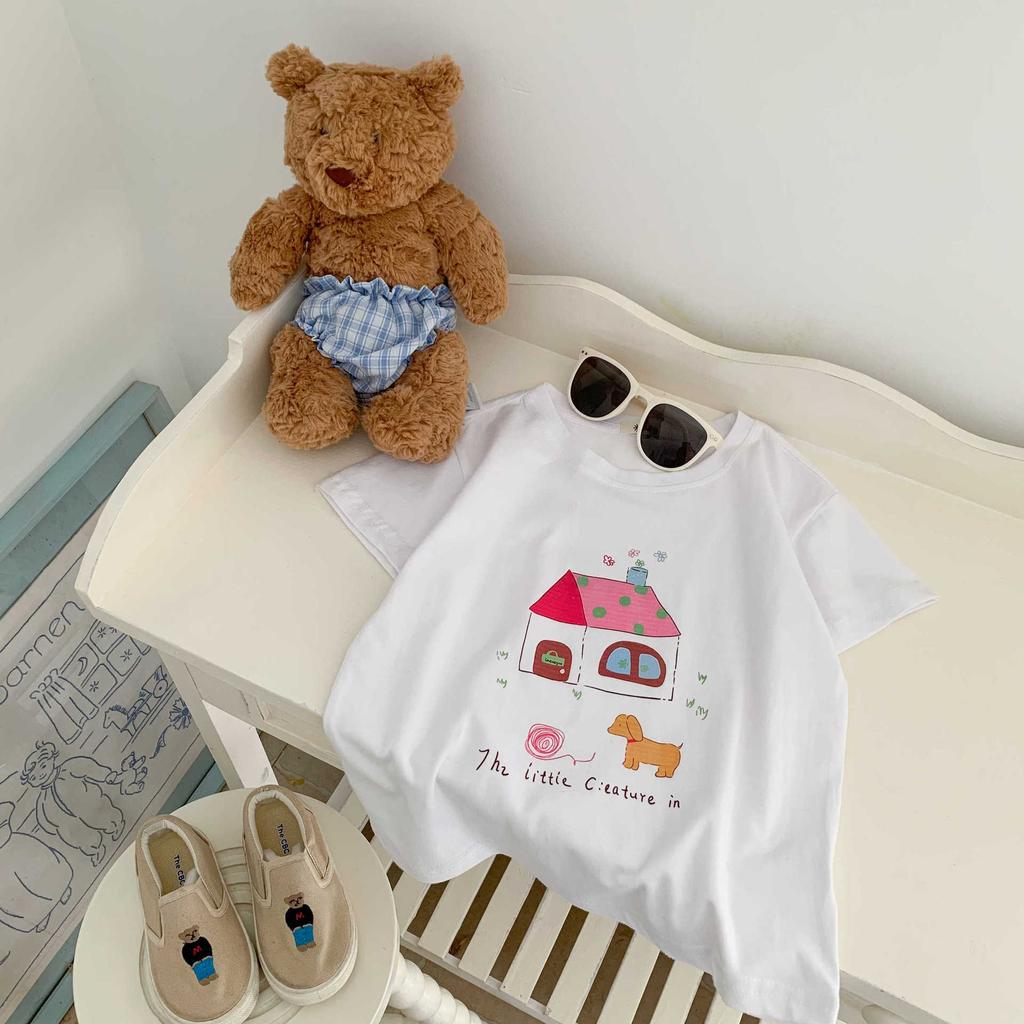 Girls' Cotton Short-sleeved T-shirt Summer Children's Casual Cartoon Top