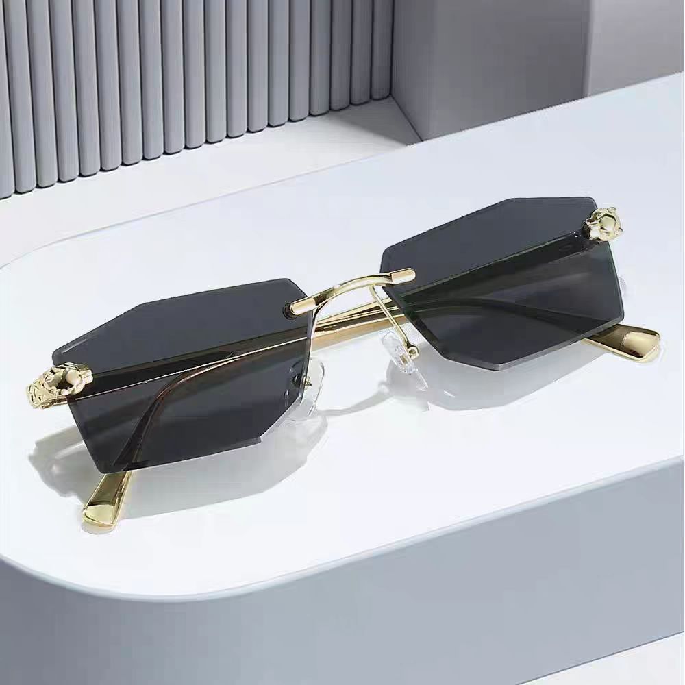 Luxury Frameless Square Sunglasses Men Alloy Frameless Gradient Sun Glasses Women Fashion Retro Polygon Eyewear