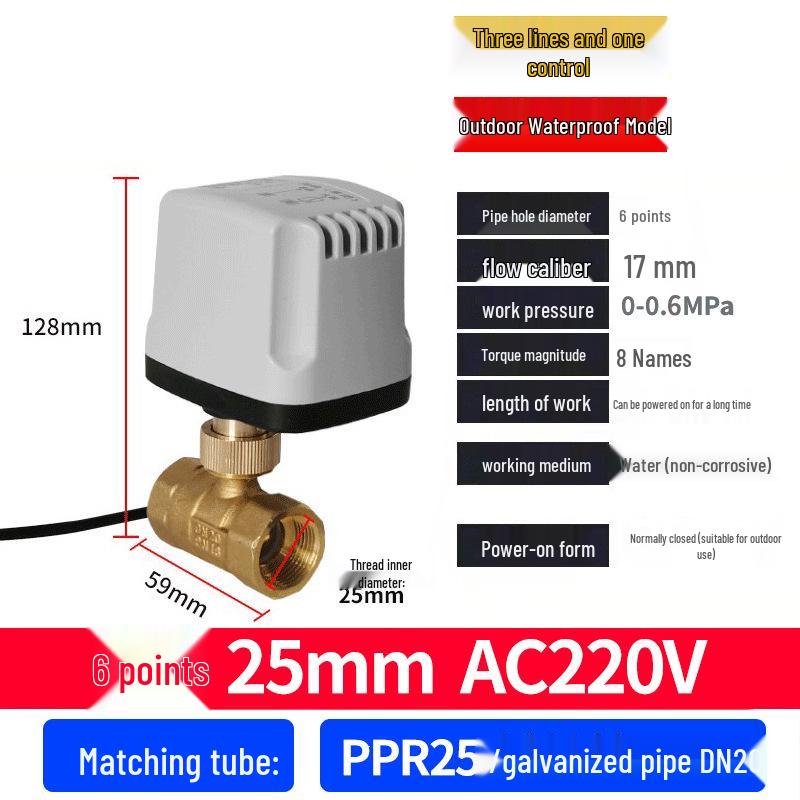 220V DN15 Měděný závitový elektrický kulový ventil pro regulaci vody