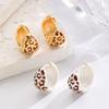 French Retro Coffee Leopard Print Hoop Earrings for Women Gothic Gold Color Personality Ear Buckle Earrings Punk Jewelry Gifts