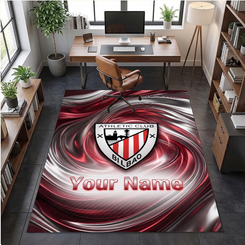 Crystal Velvet Rug Athletic Bilbao FC Print Custom Name Text Floor Mat Home Decor