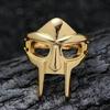Doom Mask Åpnering Ring for Menn Justerbar Punk Stil Egyptisk Farao Mannsring Smykke Cosplay Event Tilbehør
