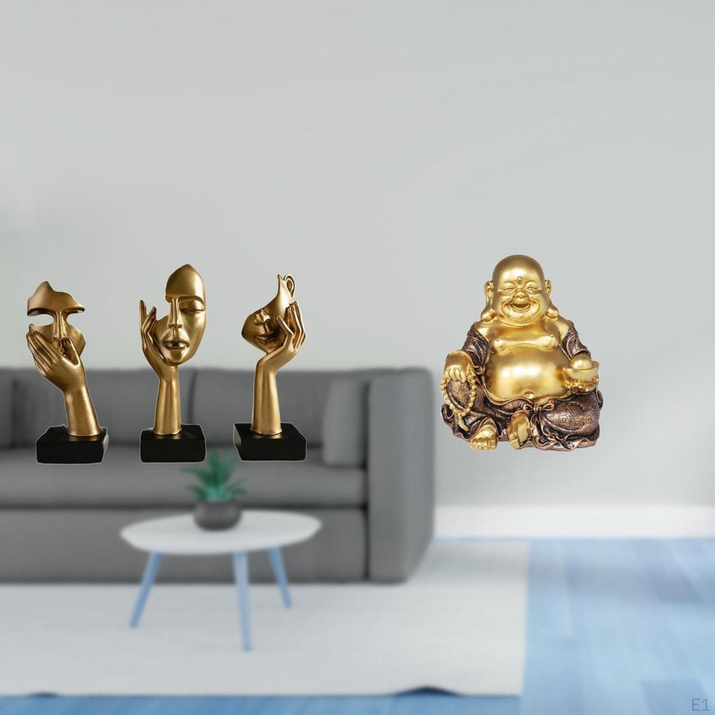 Resin Thinker Buddha Abstract Art Sculpture Tabletop Decoration Feng Shui Ornament for Office