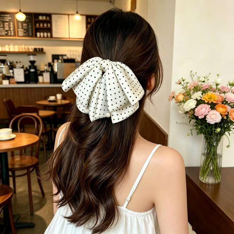 Handmade Chiffon Floral Bow Ponytail Clip for Voluminous Hair