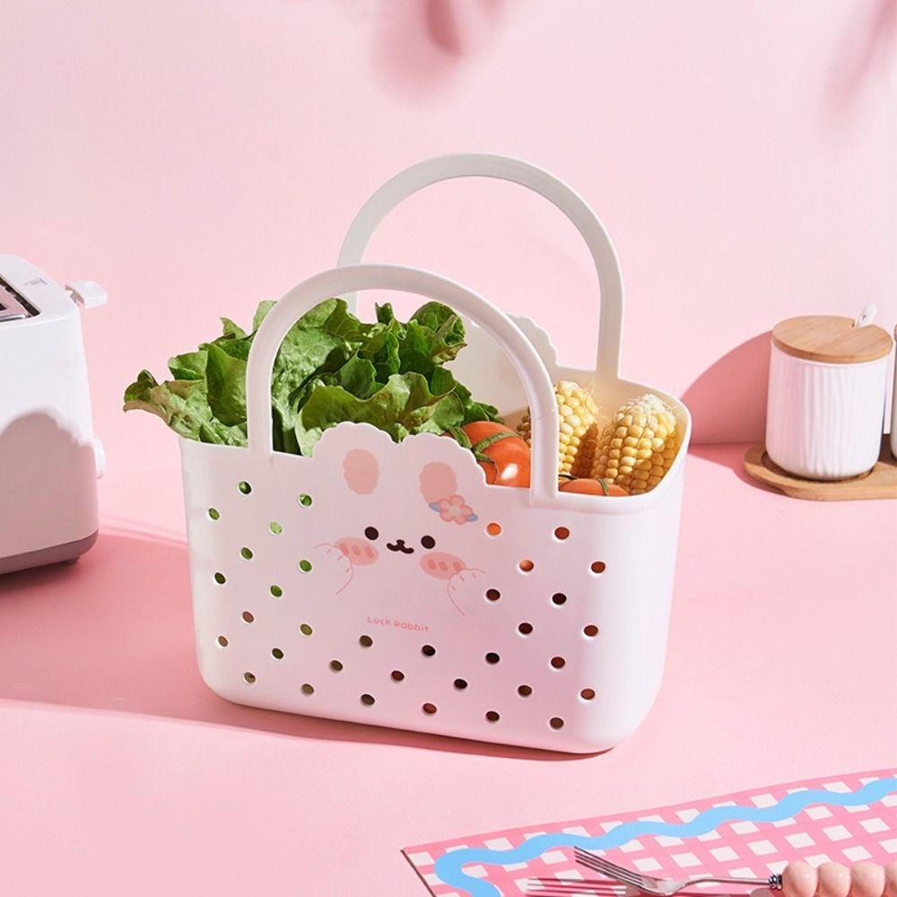 Drainable Design Storage Basket Large Capacity Handheld Basket Bath Basket  Dormitory Living