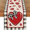 Valentine's Day Placemats Table Runner Buffalo Plaid Red Heart Seasonal Bow Tie Table Mats for Party Kitchen Dining Decoration